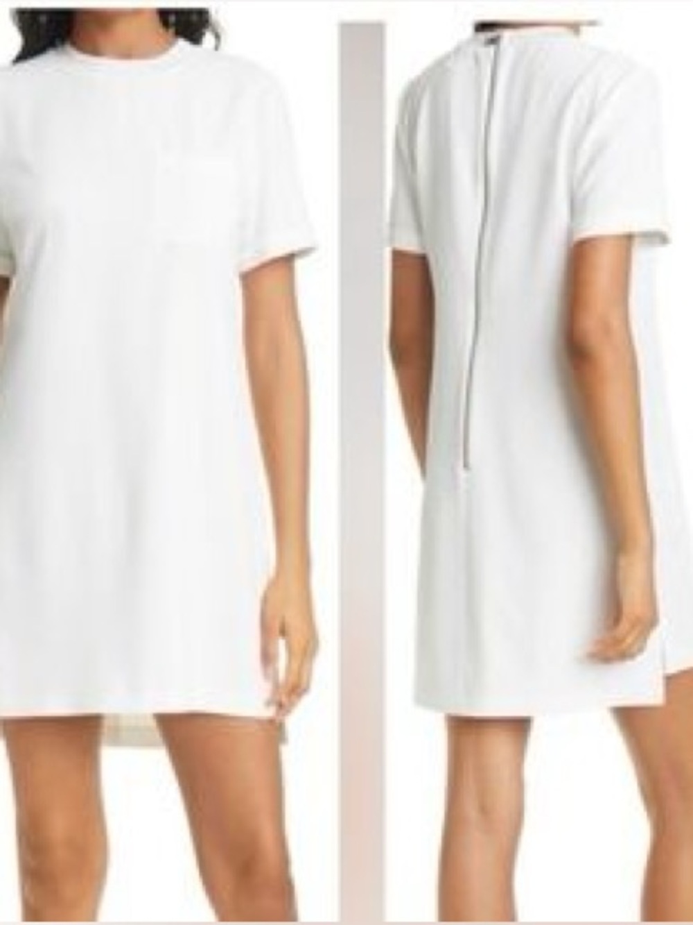 Alice + Olivia White Short-Sleeve Shift Dress with Pocket. Size SP
